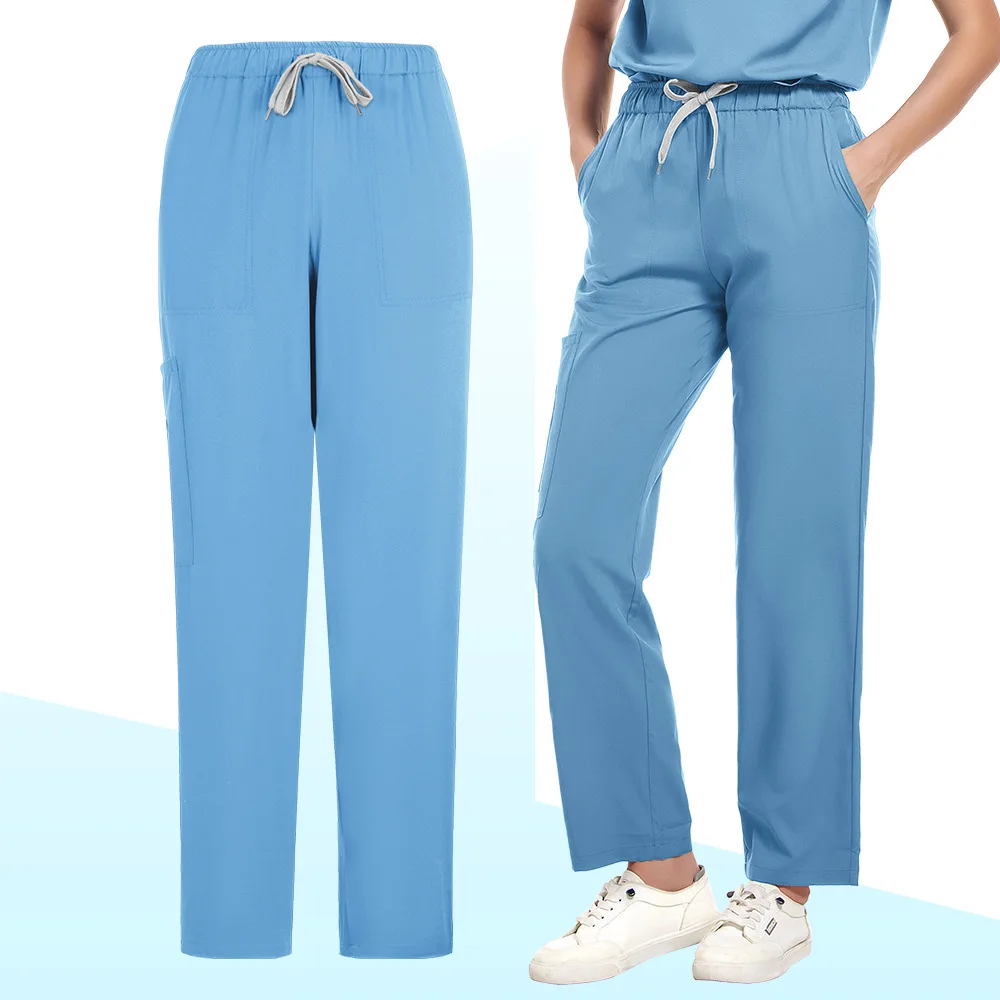 Novo produto: uniforme médico e enfermeira, roupas cirúrgicas para lavar as mãos, calças retas para sala de operação, conjunto de cor sólida