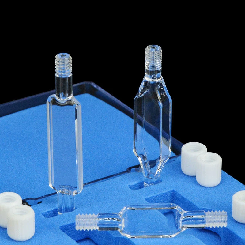 Quartz flow colorimetric dish screw sealed flow cell micro colorimetric dish UV transparent integrated molding