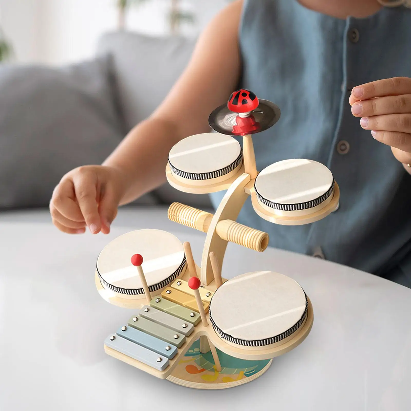 Drum Xylophone Toy Musical Instrument Toy Learning Toy Baby Drum Set Montessori for Children Birthday Gift Boy Girl Kids