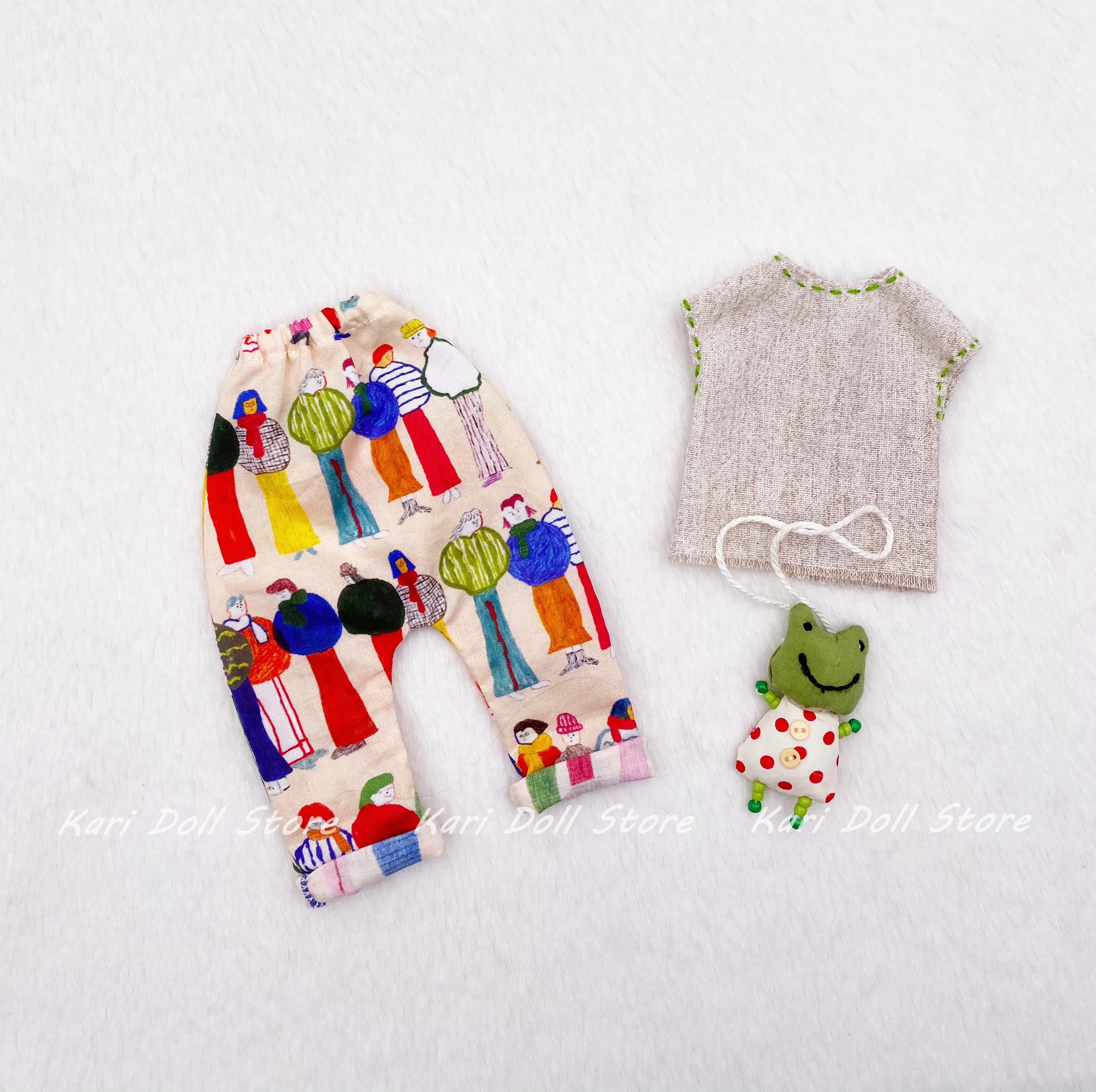 

2026 Kari Doll Clothes and skirts Cotton and linen T-shirt and pants green set for Landazz Landoudou Doll