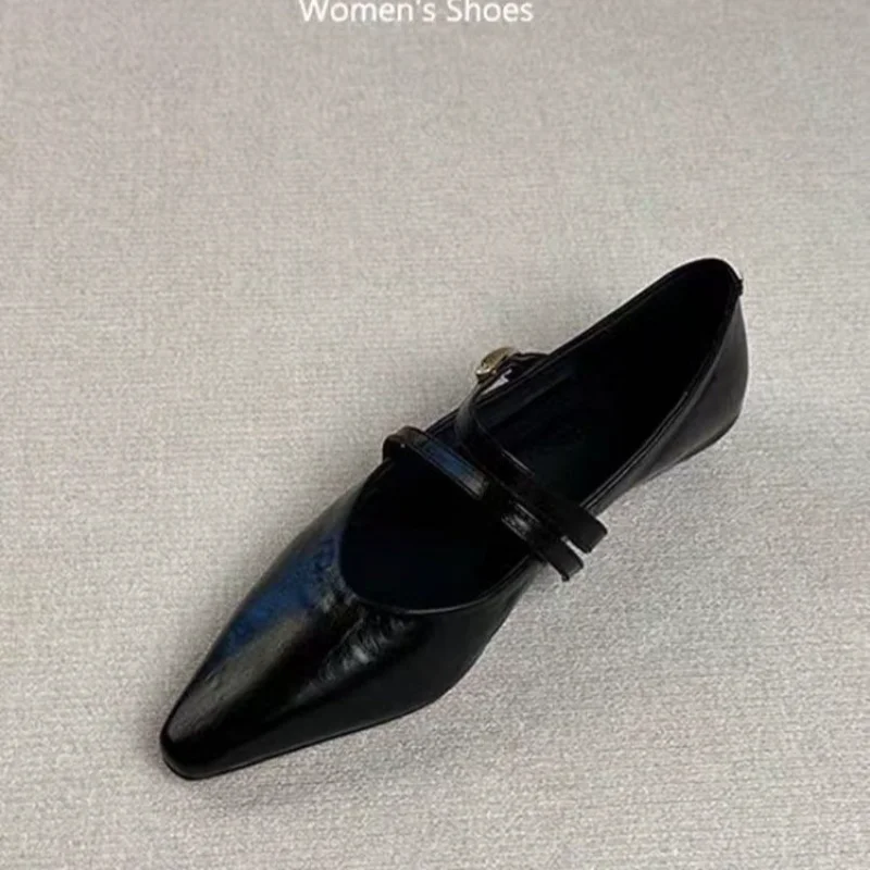 New Women's Autumn Fashion Retro Elegant Pointed Toe Mary Jane Shoes Commute Versatile Gentle Low Heel Slip-On Shoes Size 35-40