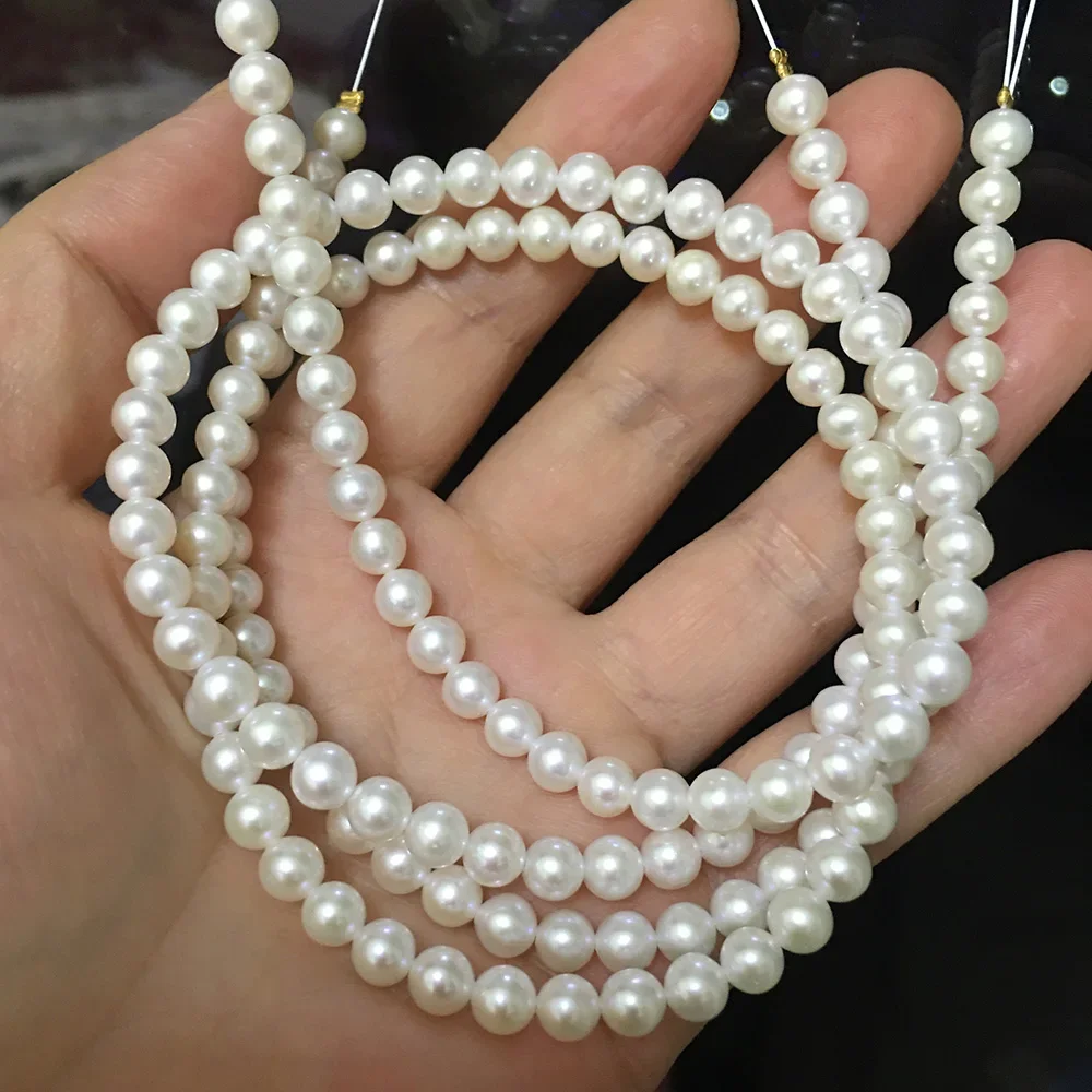 High quality jewelry findings,AAA 5-6 mm white perfect round loose wholesale freshwater pearl in strand, DIY nature pearl bead