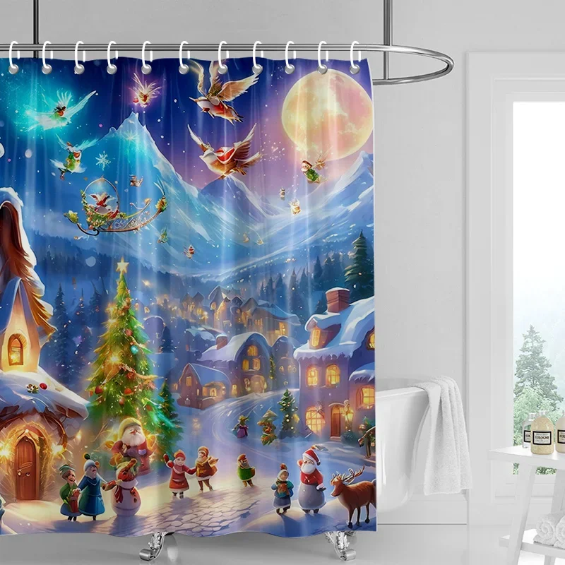 Home decoration shower curtains for bathroom waterproof curtain fabric Modern Nordic style Living Room Merry Christmas winter