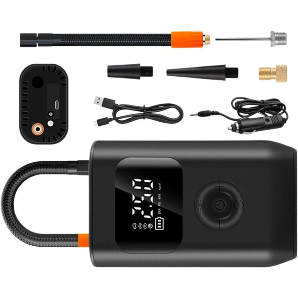Compact Digital Air Pump with LED Light for Smart for auto Stop and High Efficiency Motor for Car Motorcycle Bicycle Inflation