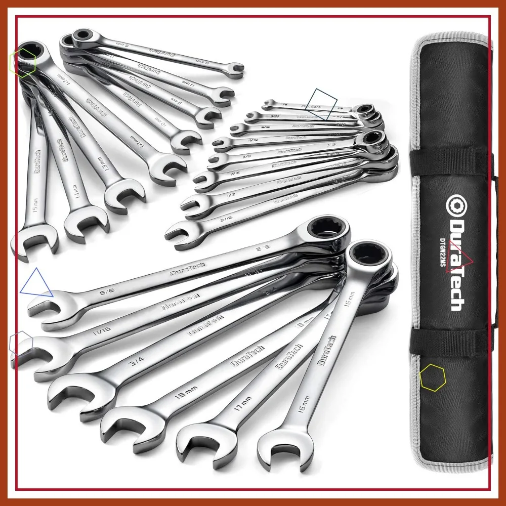 

Набор ключей с храповым механизмом SAE, 22 предмета, метрическая, 1/4-3/4 дюйма, 6–18 мм, CR-V, сталь с чехлом