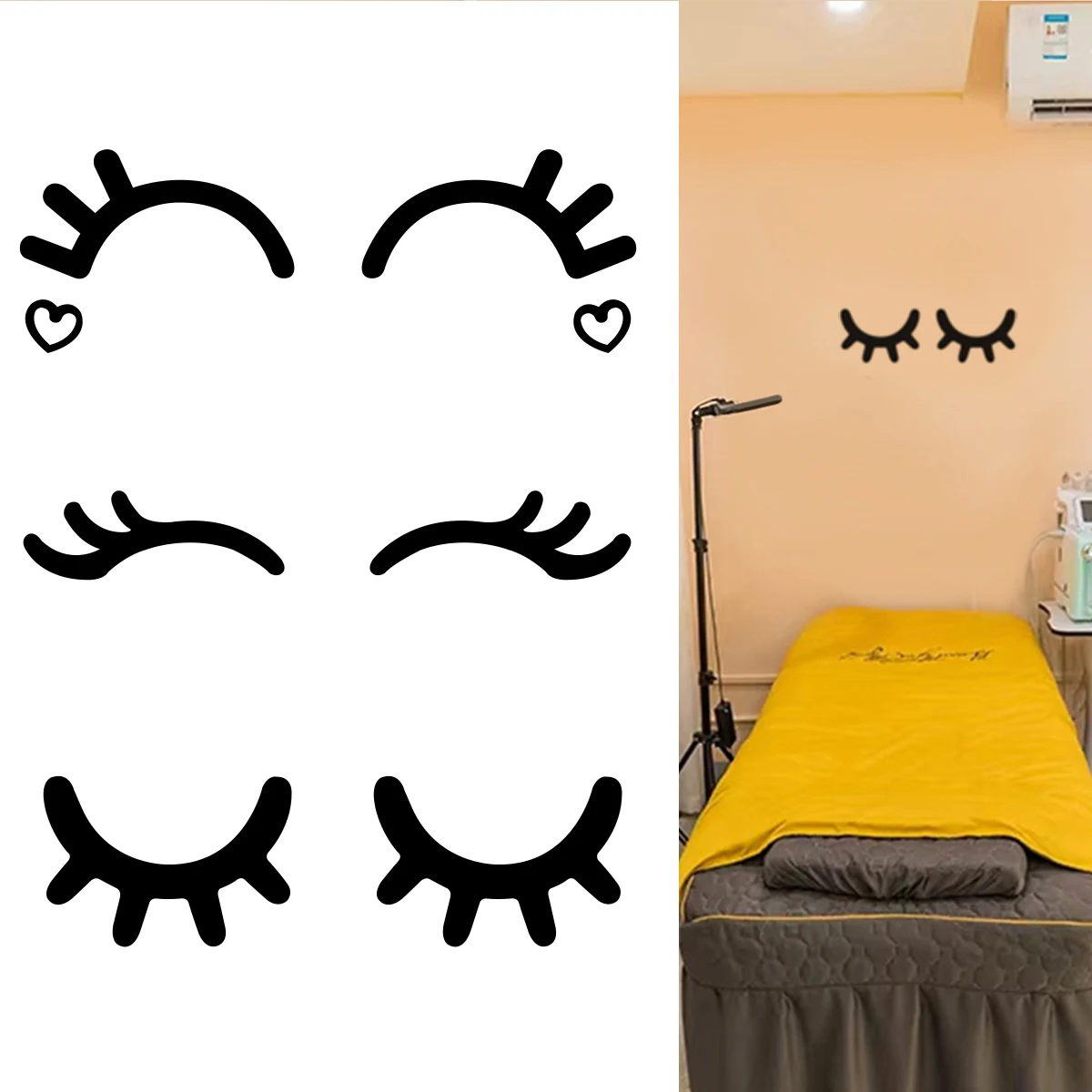 5pairs Eyelashes Wall Sticker Creative Modern Home Decoration Eyelash Extention Studio Sticker Art Decals Room Lash Decor Poster