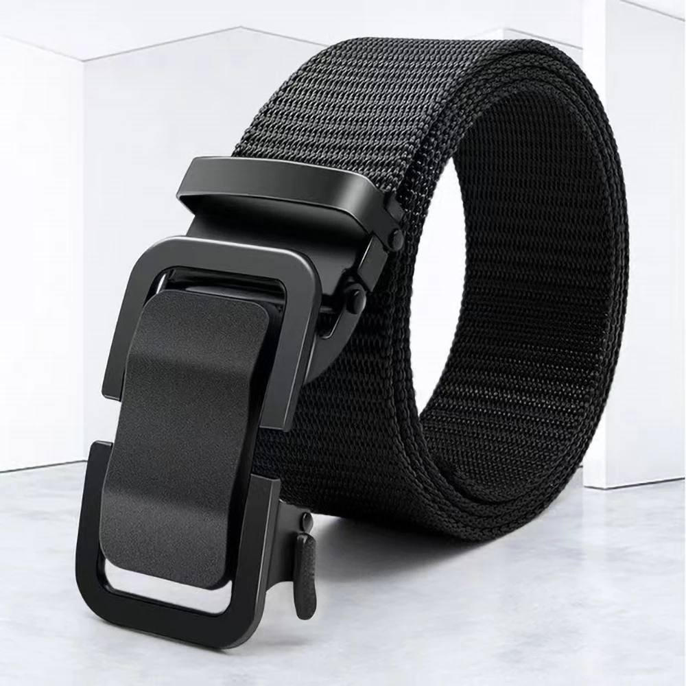 

Mens Durable Nylon Canvas Belt Hunting Multifunctional Automatic Buckle Fashion Outdoor Quick-Release Men Belt for Everyday Wear