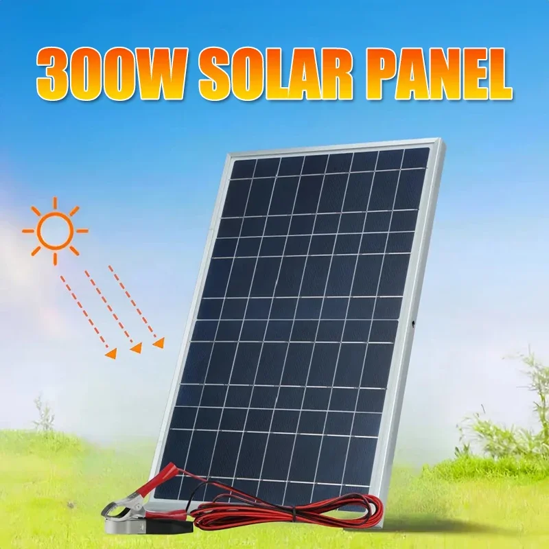 300W Solar Panel 12V Portable Solar Cell Outdoor Rechargeable Solar Kit Household Solar Generator Solar Charger RV Power Supply