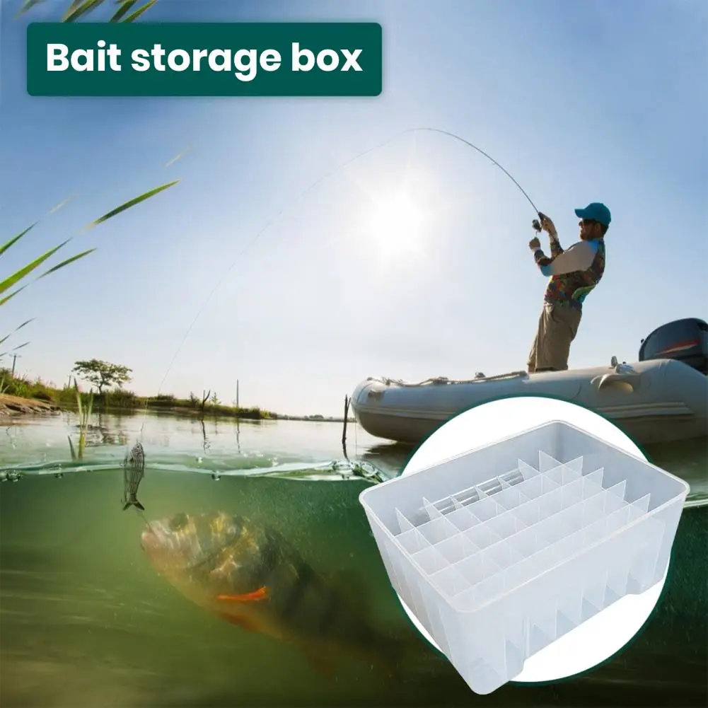 Wooden Shrimp Box Capacity Lightweight Fishing Bait Storage Box with 40 Grids Portable Shrimp Bait Container Tackle for Anglers