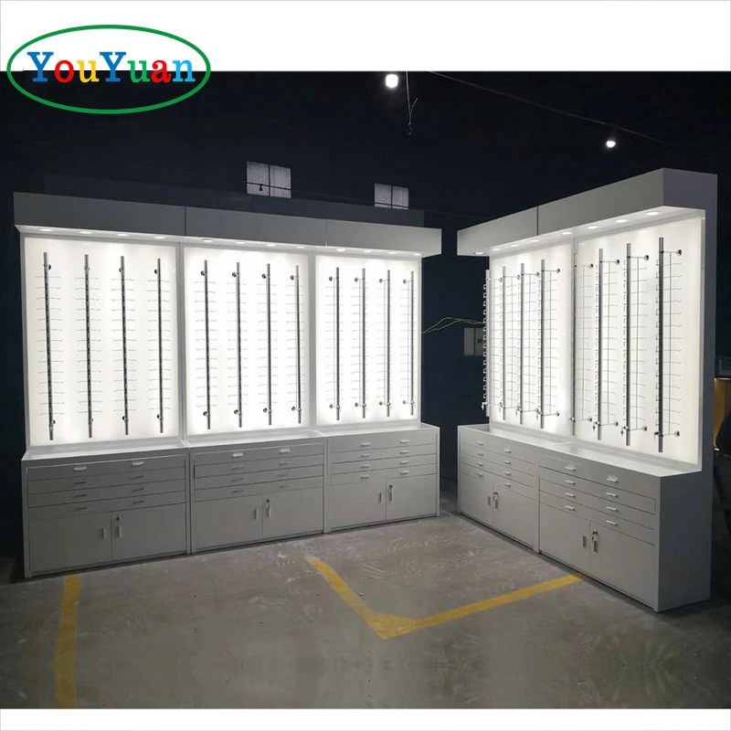 (customized)Mall glass kiosk optical display cabinets wooden showcase furniture cabinet cosmetics product display showcases