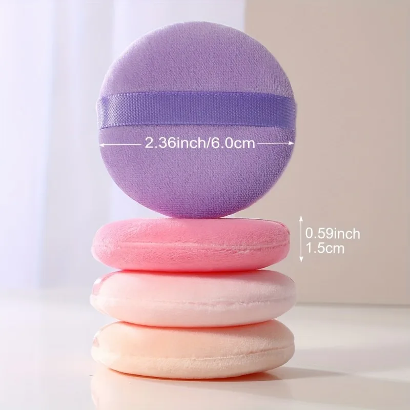 4pcs Flawless Makeup Application with Soft Velvet Powder Puffs - Ideal for BB Cream, Liquid Cream, and Loose Powder