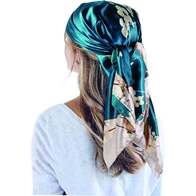 durag  hair accessories  35'' Satin Large Square Head Scarf Silk Feeling Neck Scarves Hair Sleeping Wrap Lightweight Headscarf