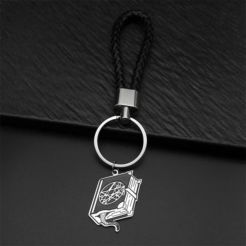 

Cthulhu Mythos Necronomicon Keyholder Men Stainless Steel Silver Color Sigil Of The Gateway Call Of Cthulhu Keyring Jewelry