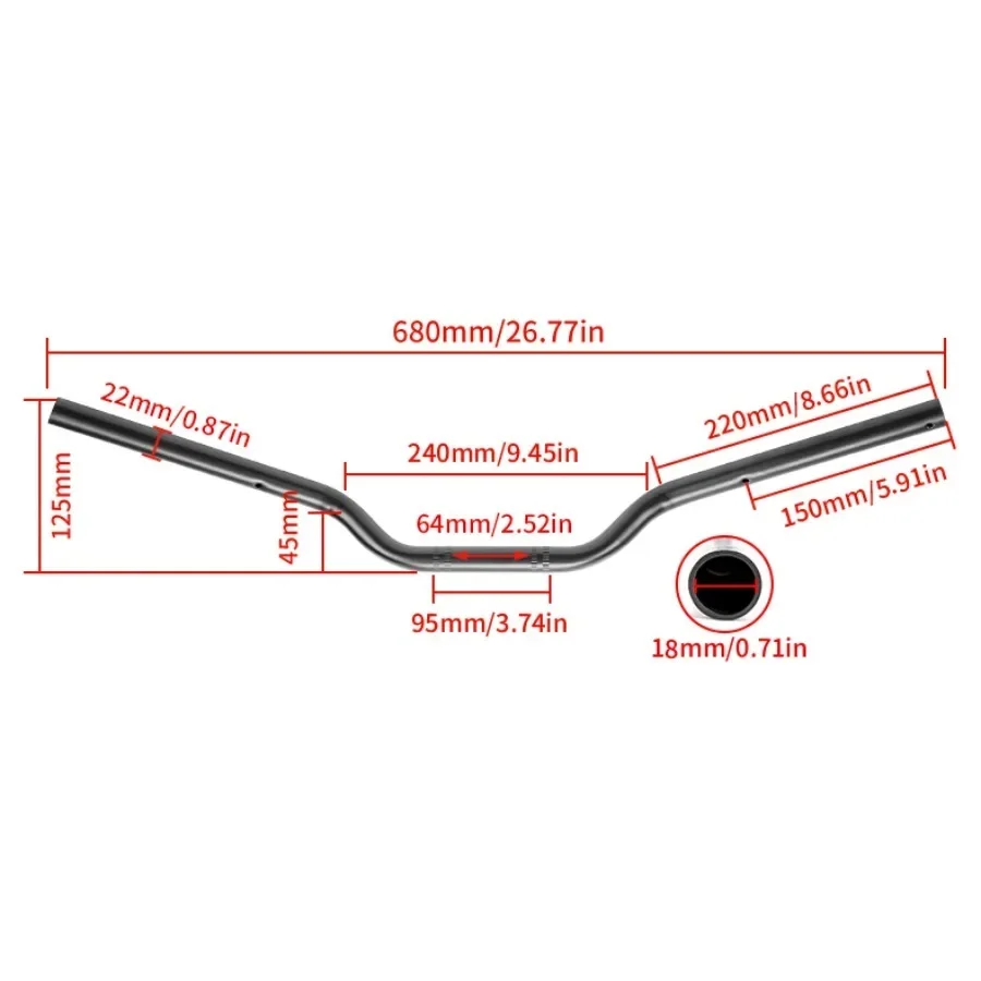 二輪車用ユニバーサルブラックハンドルバー,モトクロス,改造アクセサリー,コーヒー,7インチ,8インチ,22mm