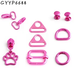 10/50/100PCS 25mm Rose Pink Double Cap Round Rivet For Bags Swivel Lobster Clasp Clip Trigger Buckle Spring Ring Accessories