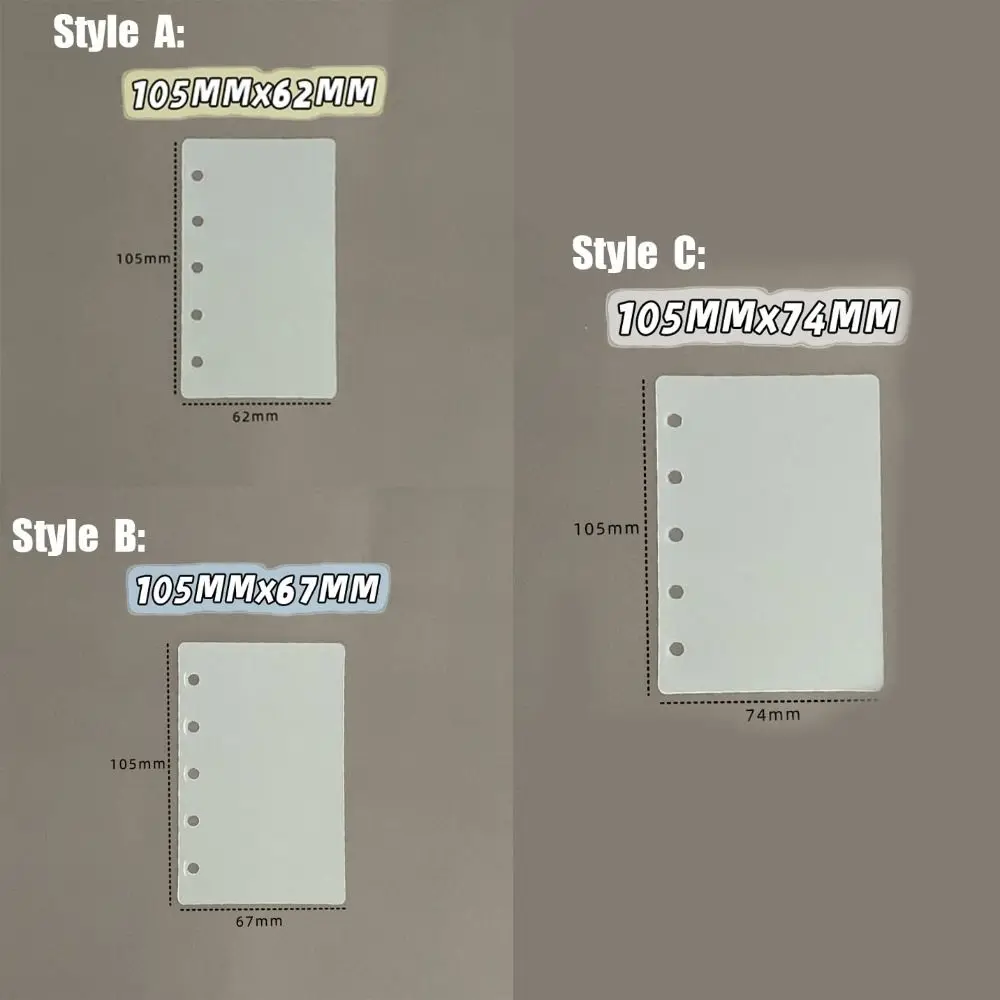 10 шт., прозрачная сменная бумага для блокнота с отрывными листами, 5 отверстий, M5 A8, спиральная переплетная переплетная разделитель страниц, индексная папка из полипропилена, внутренняя страница