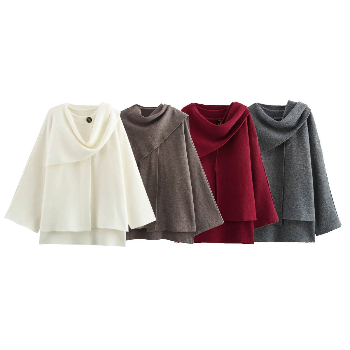 

Модное женское длинное пальто-накидка с цветовыми блоками, приталенное, зимняя верхняя одежда, элегантный женственный стиль