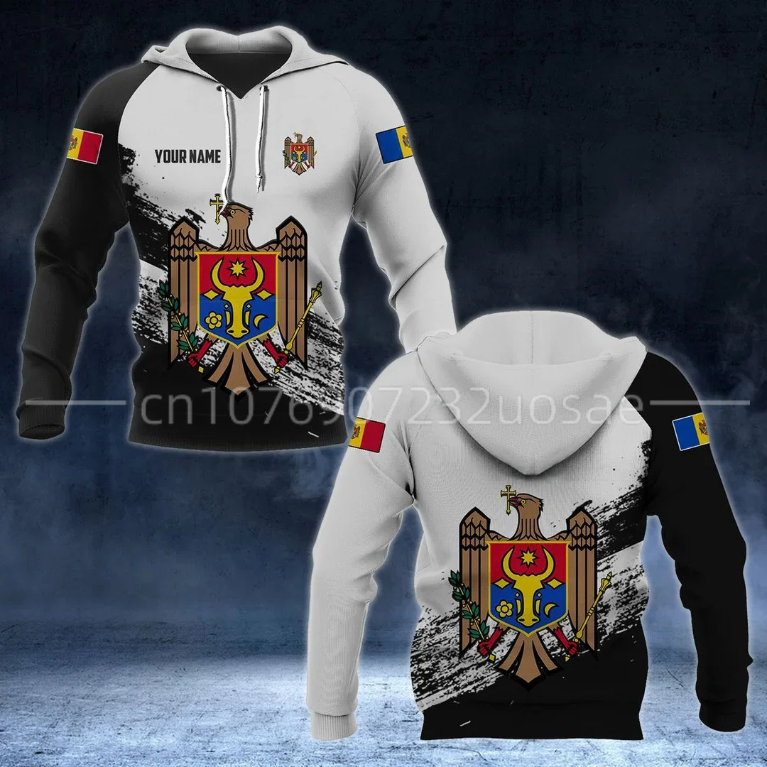 Customized Name Moldova Flag Zipper Hoodie 3D Printed Men's and Women's Sweatshirt Casual Fashion Street Men's Hoodie