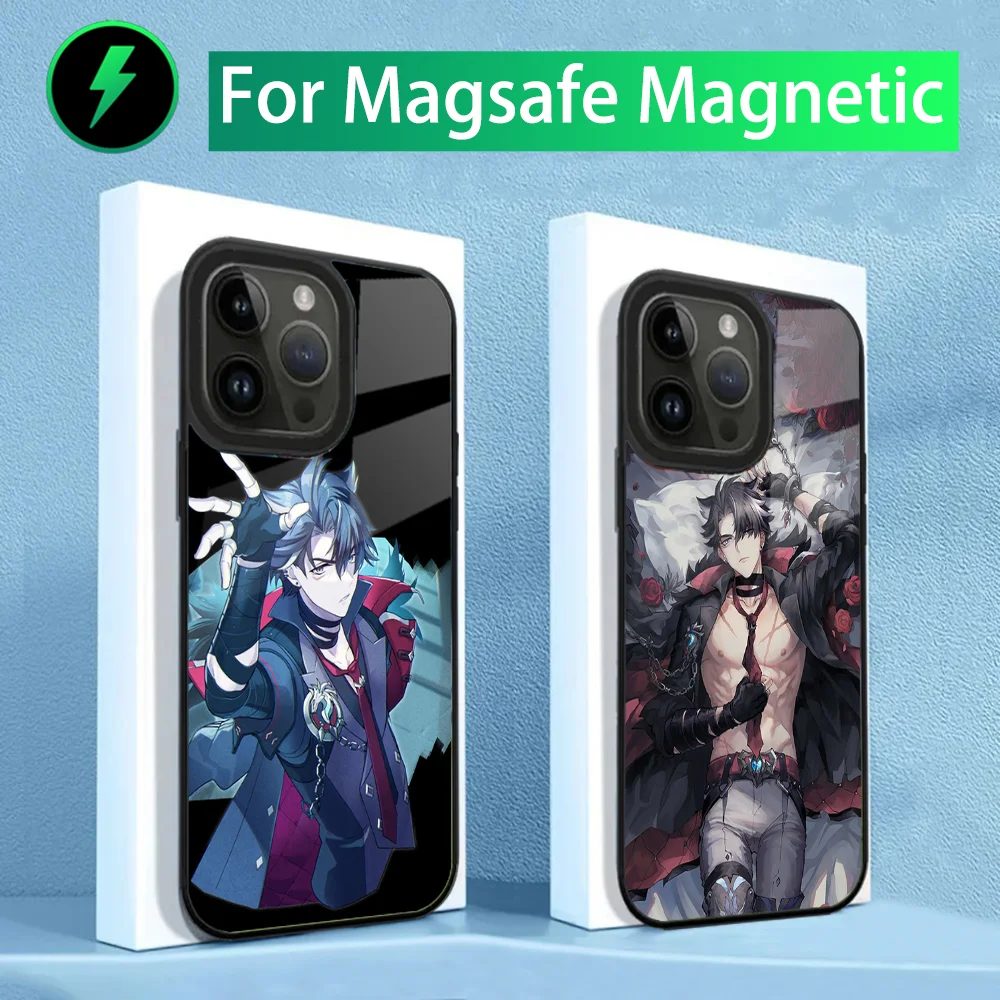 

G-Genshin Impact Wriothesley Phone Case For iPhone 15,14,13,12,11,Plus,Pro,Max Mini Magsafe Magnetic Wireless Charging