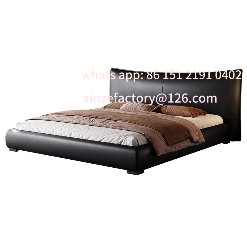 

Customizable leather bed light luxury soft bag black master bedroom 1.8 meters double bed 2025 new