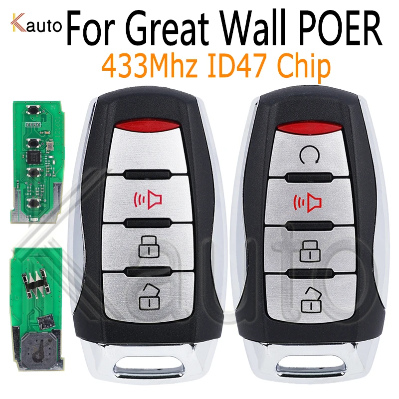 Smart Remote Key for Great Wall Haval Pao POER GWM Haval Pickup Truck P Series 433Mhz ID47 Chip 3/4 Buttons Keyless Go Car Key