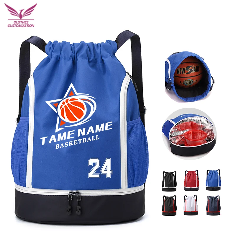 Custom logo Basketball Sport Backpack Fitness Gym Bag DIY photo Waterproof Swimming Travel Bag Drawstring Sports Knapsack bag