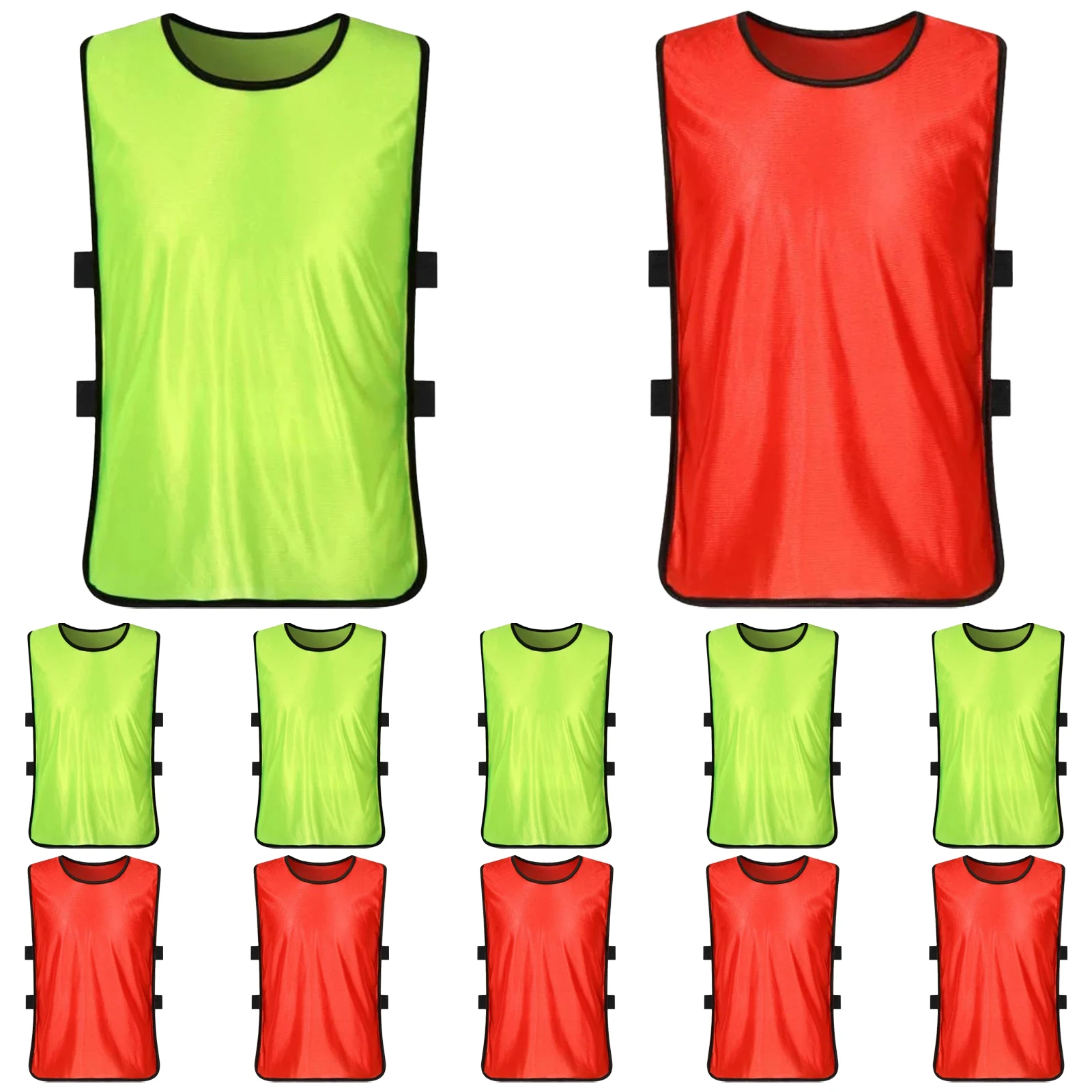 เสื้อกั๊กฝึกซ้อม 12 ชิ้น เสื้อกีฬาแขนกุดสำหรับเด็ก ฤดูร้อน น้ำหนักเบา แห้งเร็ว สำหรับฟุตบอล บาสเกตบอล ทีมกีฬา ไซส์ S สีสะท้อนแสง