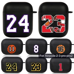 Superstar 8 24 Number Earphone Case for Airpods 3 2 1 Soft Black Wirless Bluetooth Headphone Cover Air Pods Pro Funda