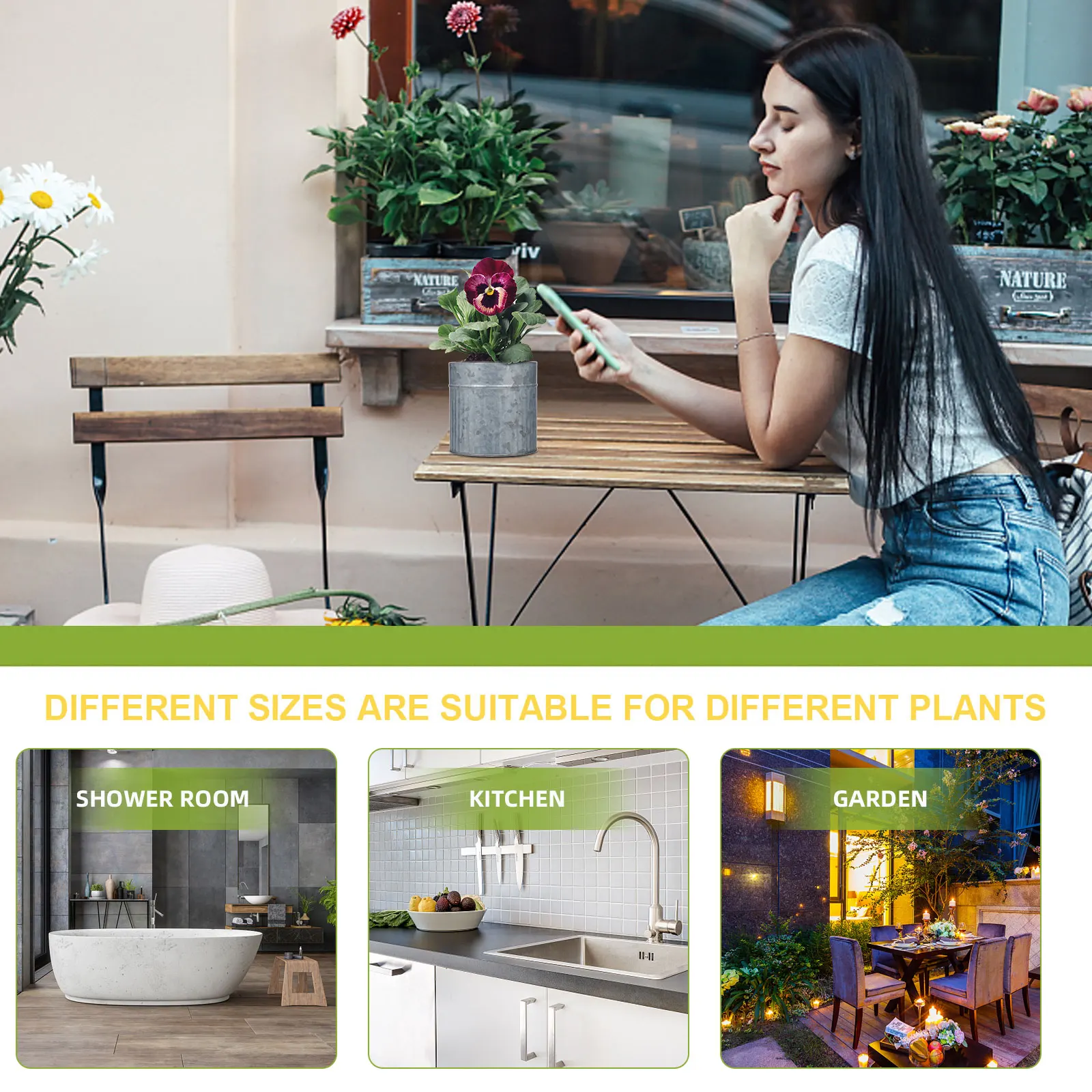 

2pcs Iron Flower Pot Creative Plant Vase Suitable Succulents Grass Small Flowers Home Office Balcony Decor Bucket Tin