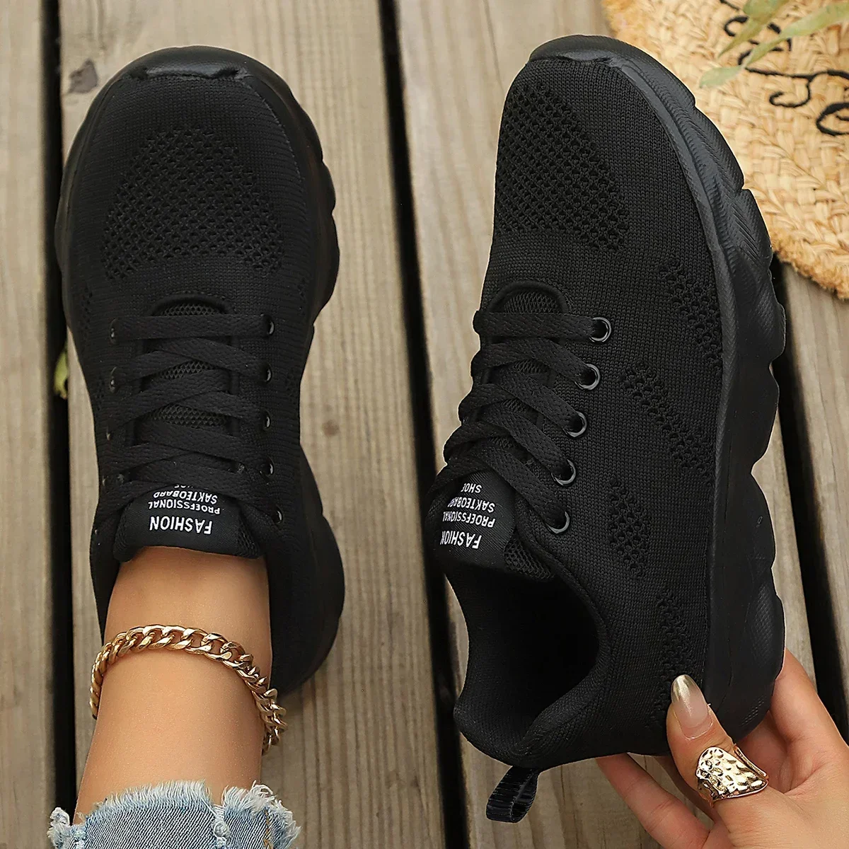 Sneakers Women Shoes Lightweight Running Shoes For Women Comfortable Sport Shoes Jogging Tennis Outdoor Walking Black Size 36-42