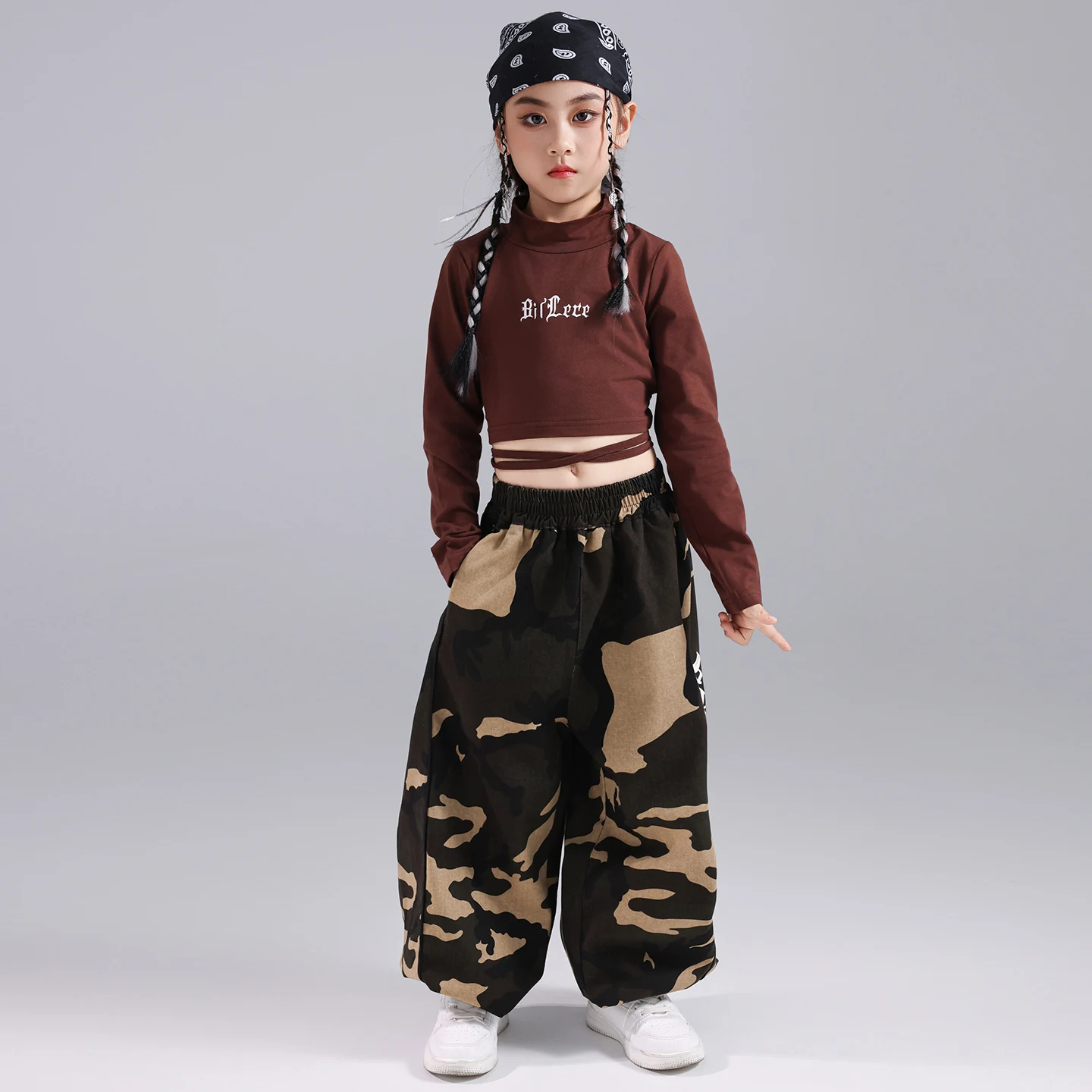 2025 أزياء رقص الجاز الحديثة للفتيات المحاصيل القمم السراويل فضفاضة الشارع الشهير الأطفال الهيب هوب الرقص أداء الملابس DQS21185