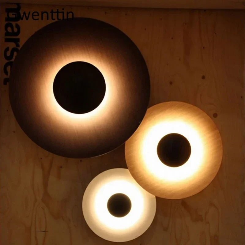 Nordic Modern Straw Hat Led Wall Lamp Round Moon Sconce Wall Light Fixtures for Living Room Bedroom Stair Home Decor Luminaire