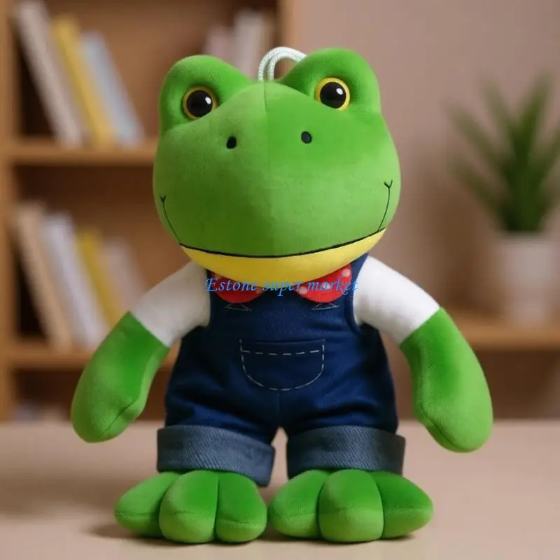 090B Lovely Green Frogs Stuffed Animal Removable Clothing Design Educational Toy For Preschool Activities