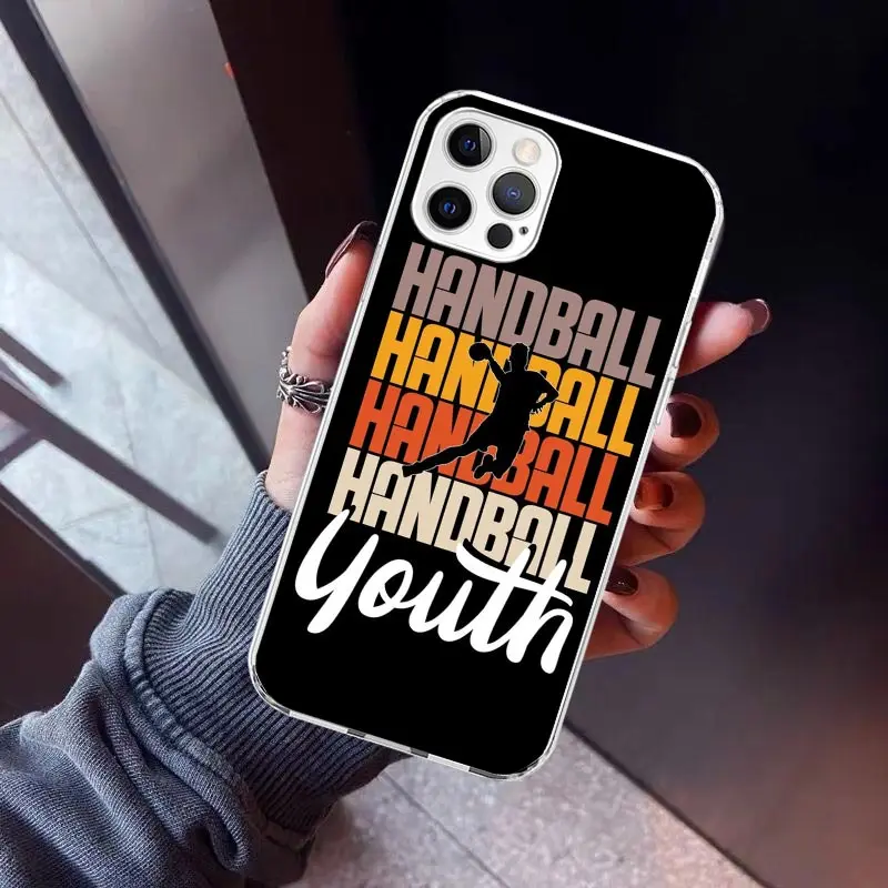 Funda de teléfono deportiva con diseño de balonmano para Apple, carcasa trasera de TPU suave para iPhone 11, 13, 14 Pro, 15, 12 Mini, SE, X, XR, XS, Max, 7, 8 Plus