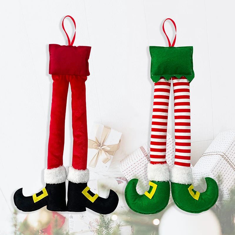 Christmas Elf Santa Claus Feet Car Door Hanging Christmas Tree Hanging Decoration Home Decoration New Year Gift 2024