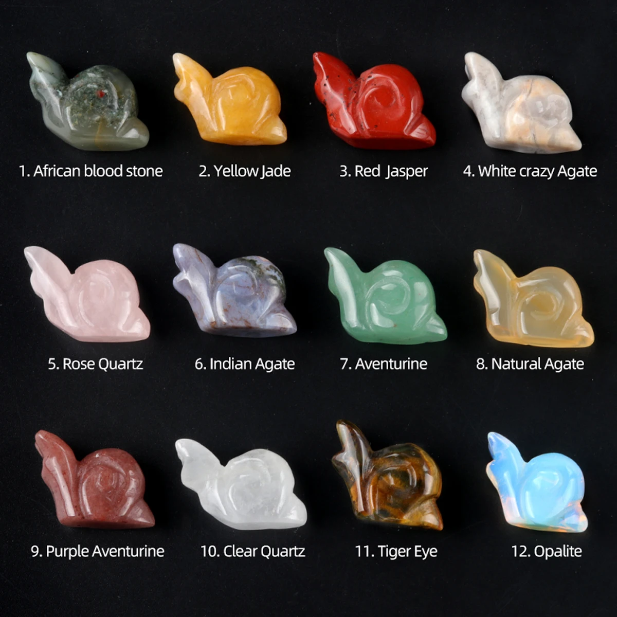 1PC Snail Carved Craft Ornaments Natural Stone Healing Animal Figurine Reiki Crystal Jewelry Home Decoration