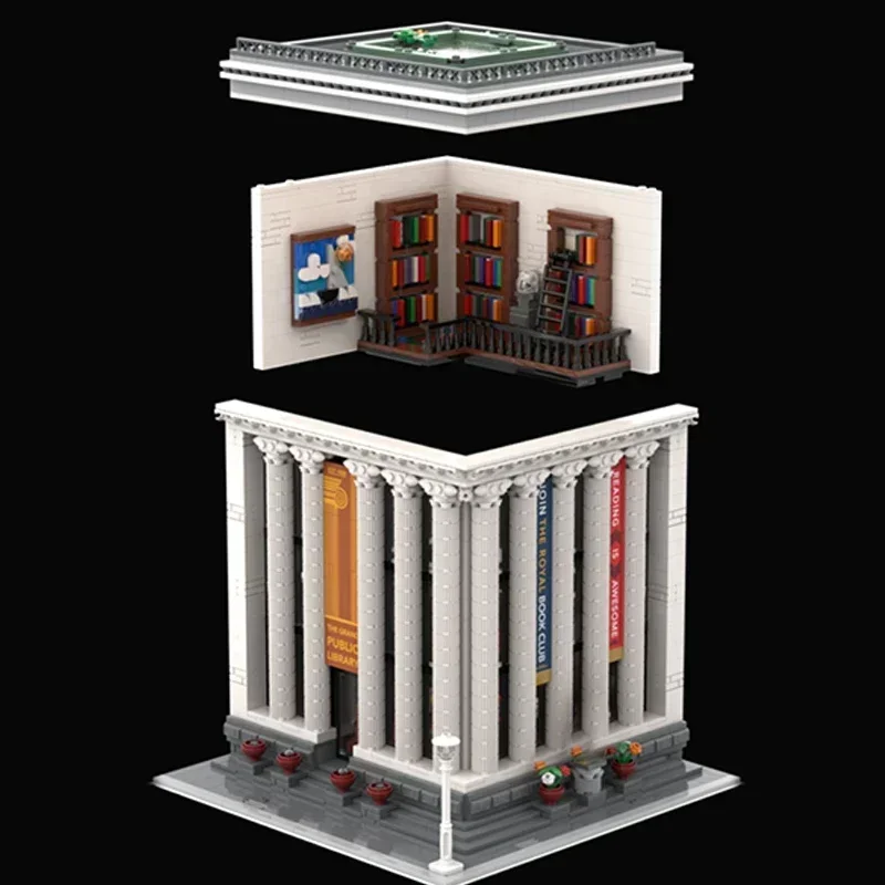 Moc Building Bricks City Street View Model Public Library Technology Modular Blocks Gifts Christmas Toys DIY Sets Assembly