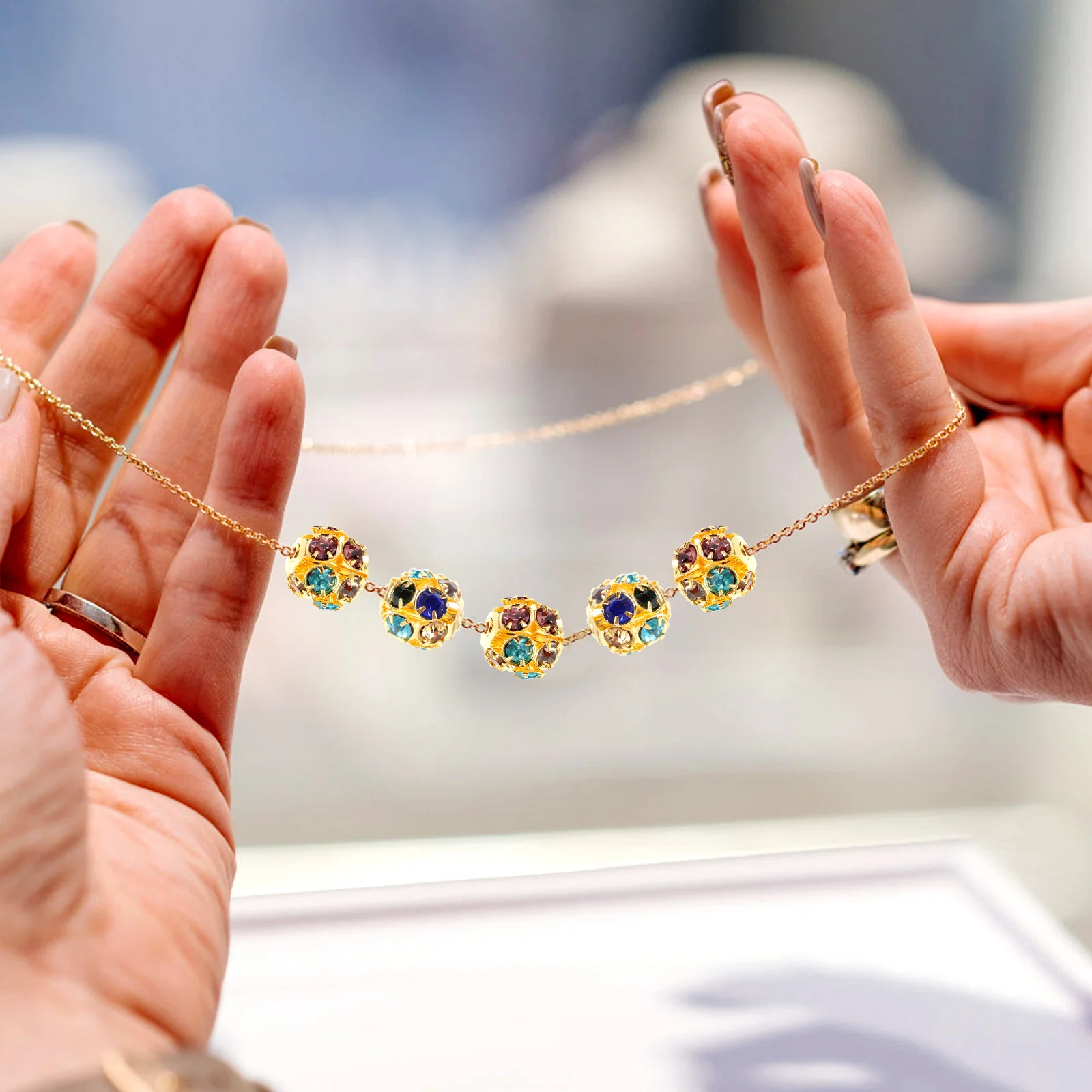 

90Pcs Exquisite Beads for DIY Jewelry Making Bracelets Necklaces Handcrafts Rhinestone Bead Jewelry Beads Rhinestone Bead