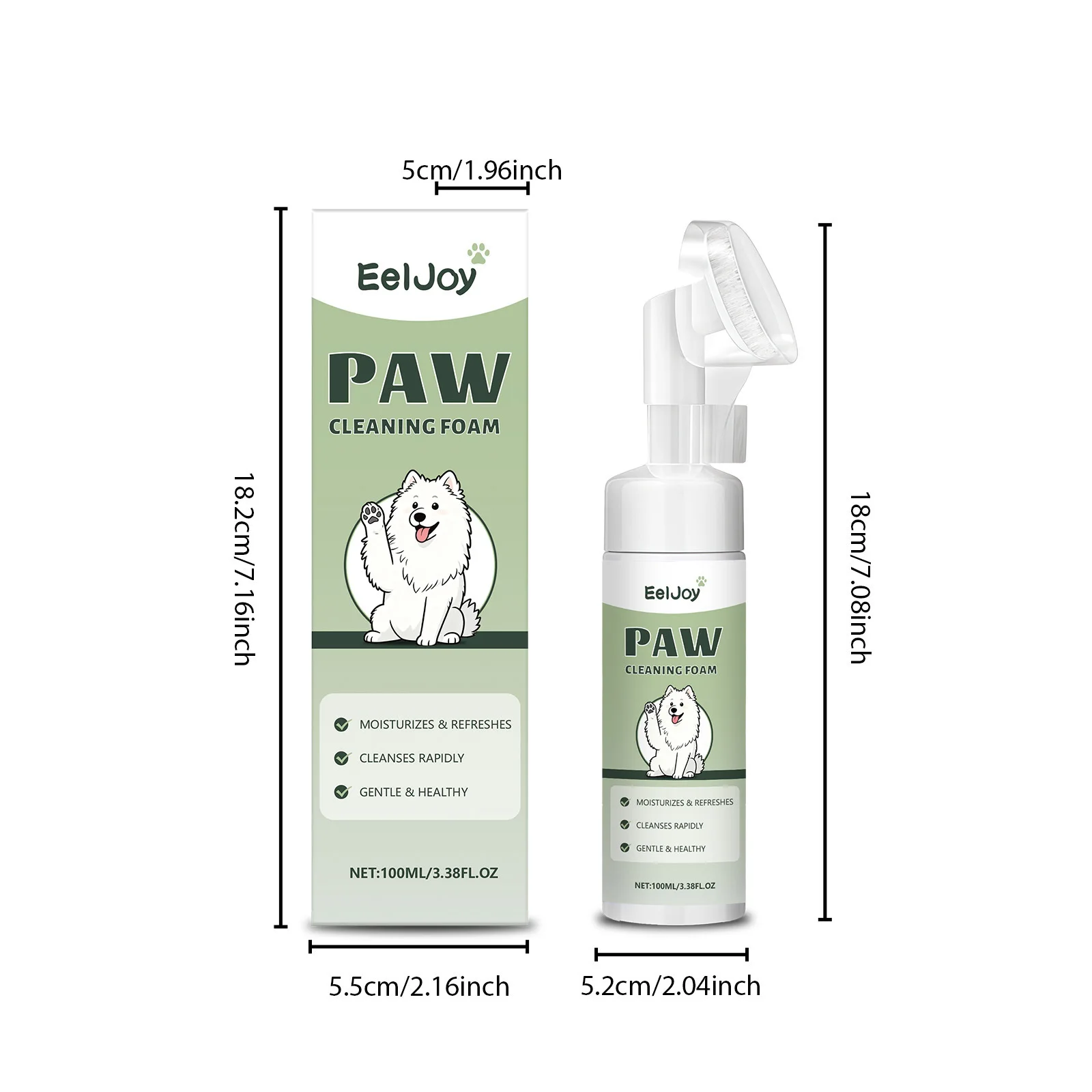 100ml Paw Cleaner Foam Dog & Cat Claw Cleaner Waterless Pet Shampoo With Brush For Rinse-Free Pet Supplies Cat Paw Deep Cleanser