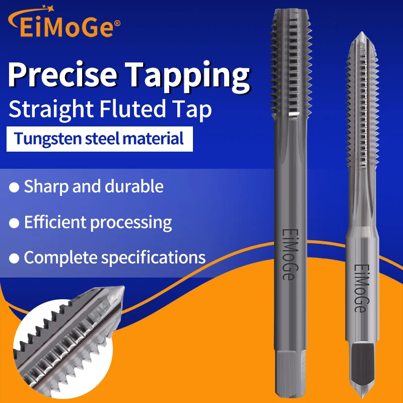 

EiMoGe метрический метчик с прямой канавкой, ручные инструменты, карбид, вольфрамовая сталь M2 M3 M4 M5 M6 M8, метчики с машинной резьбой