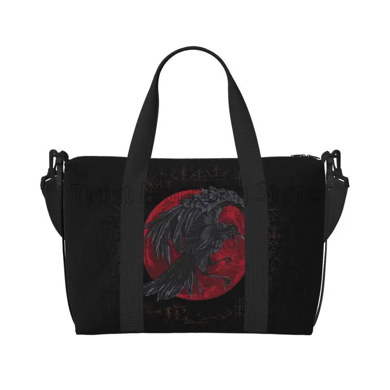 Bolsa de viaje con estampado de Viking Cuervo nórdico, bolsa de lona de entrenamiento, bolsa de noche, bolsa de equipaje informal de gran capacidad, Unisex