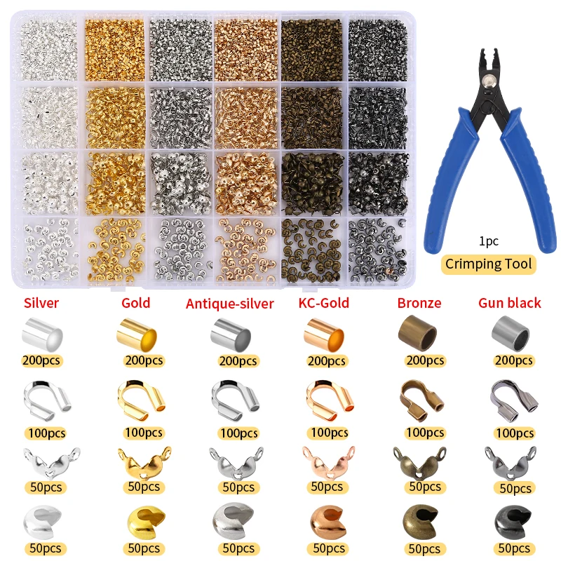 Schmuckherstellungszubehör-Set mit Schmuckwerkzeugen, offene Biegeringe, Karabinerverschlüsse, Quetschperlen, Ohrringhaken, Zubehör für Schmuck