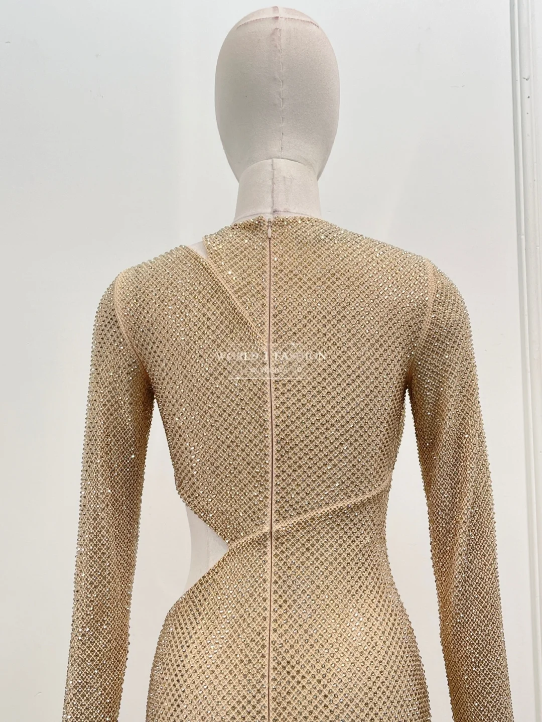 

2025 New Pressed Long Sleeve Mini Dress Silver Diamonds Women