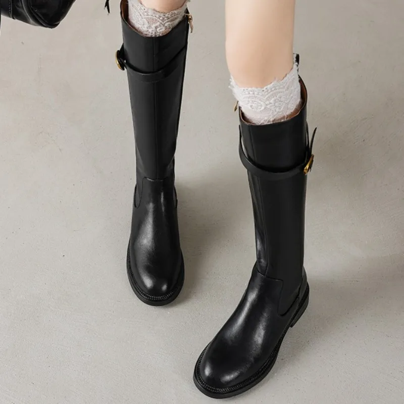 

Brand Designer 2025 Women's Winter New Classic Solid Color Mid-calf Boots Daily Casual Shopping Square Heel Ladies Chelsea Boots