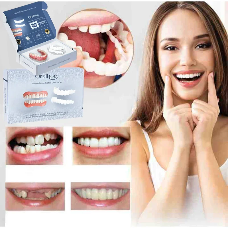 Denture Adhesive Thermoplastic Set Veneer Snap-on Teeth Kit Temporary Fake Tooth Whitening Replacement Long-lasting Portable