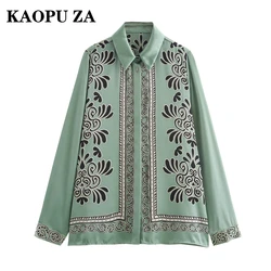 KAOPU ZA 2024 New Spring Women's Long Sleeve Turn-Down Collar Loose Blouse Shirts and Blouses Fashion Top