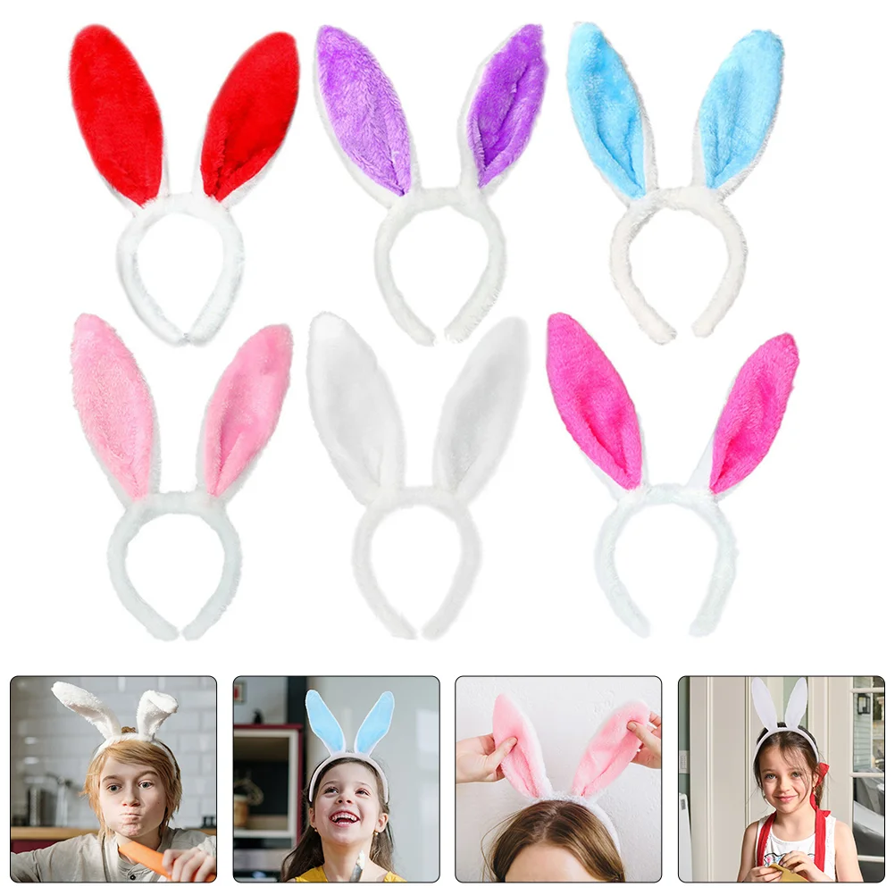 6 Pcs Rabbit Headband Hair Accessories Bunny Headbands Women Headpiece Bulk Party Headdress Plush Baby