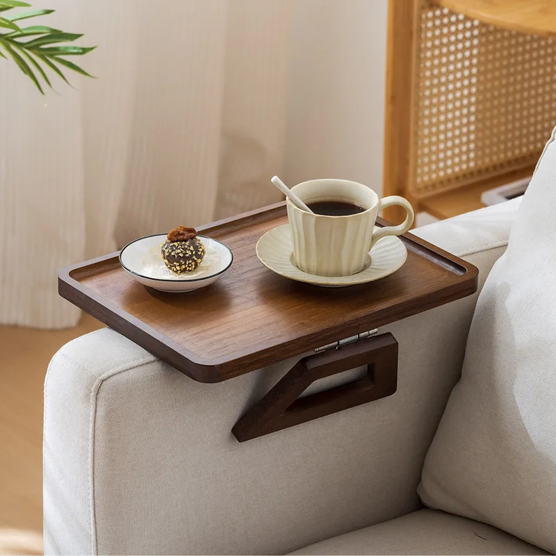 

Cross border new wooden sofa tea tray, new Chinese style sofa folding tray, adjustable tray for mobile small coffee table