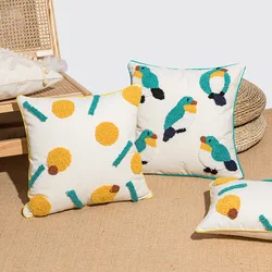 Pillow Case Animal Embroidered Pillow Cover Blue Bird Plush Living Room Sofa Cushion Cover Pillow Covers Decorative  Home