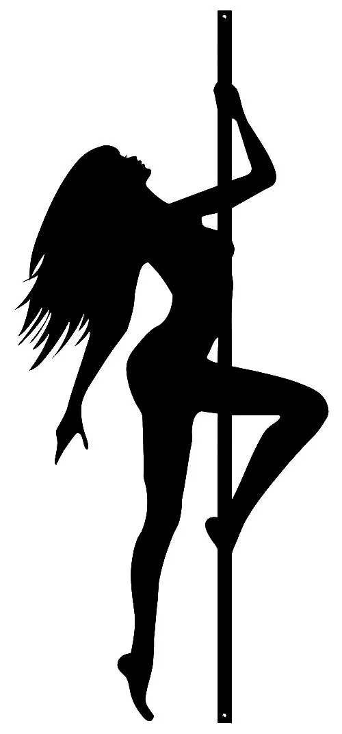 Garage Art Signs Stripper Pole Girl Laser Cut Out Wall Décor Silhouette Metal Sign 13x29